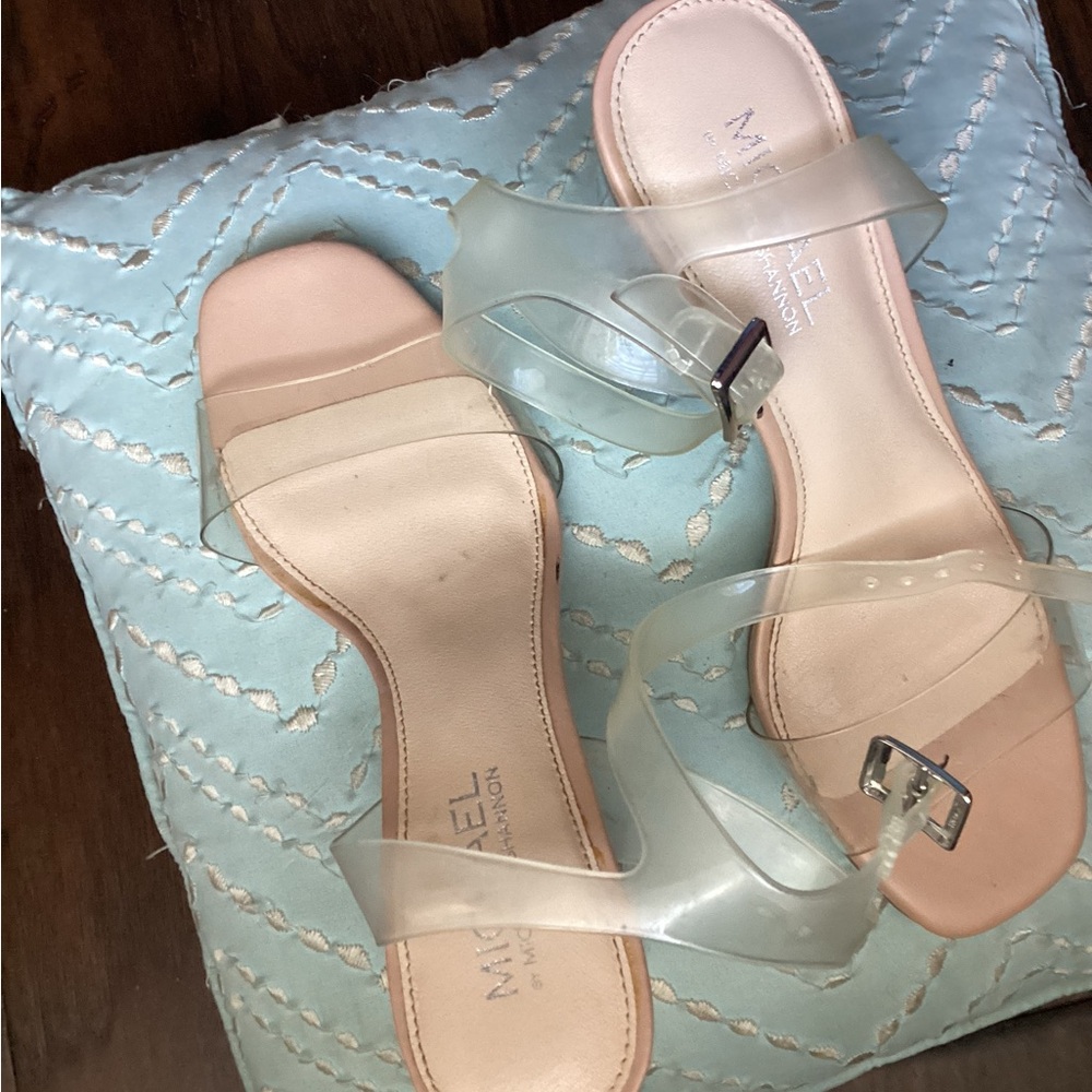Michael Kors Clear Strap Blush Slide Sandals